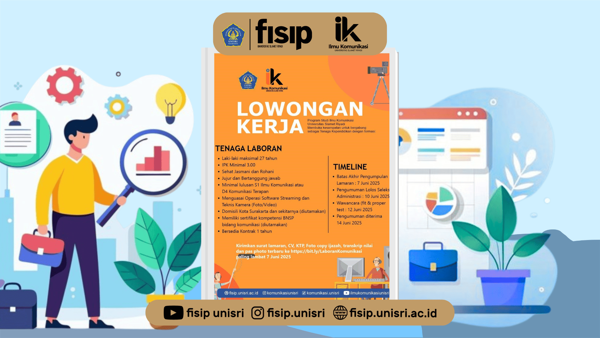 Prodi Ilmu Komunikasi UNISRI Buka Lowongan Tenaga Laboran