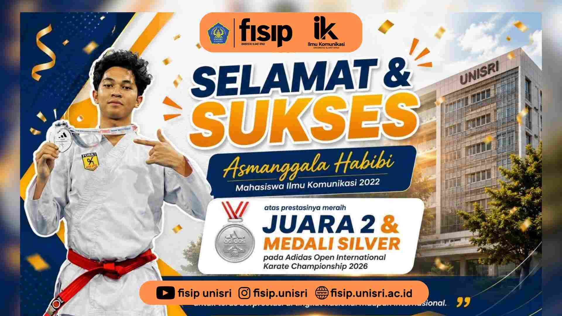 Mahasiswa Ilmu Komunikasi UNISRI Raih Juara 2 dan Medali Silver pada Adidas Open International Karate Championship 2026