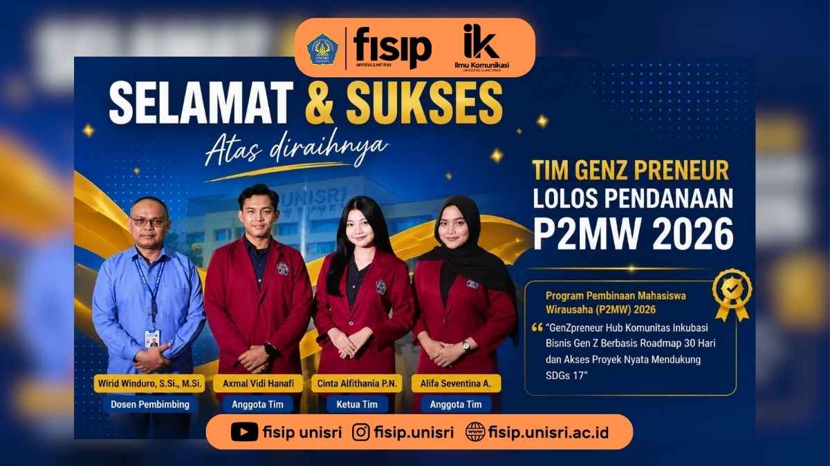 Mahasiswa Ilmu Komunikasi UNISRI Lolos Pendanaan P2MW 2026 melalui Program GenZpreneur